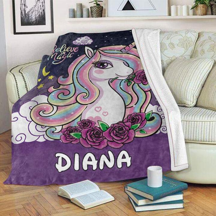 Custom Magical Unicorn With Name Blankets Believe Magical Purple