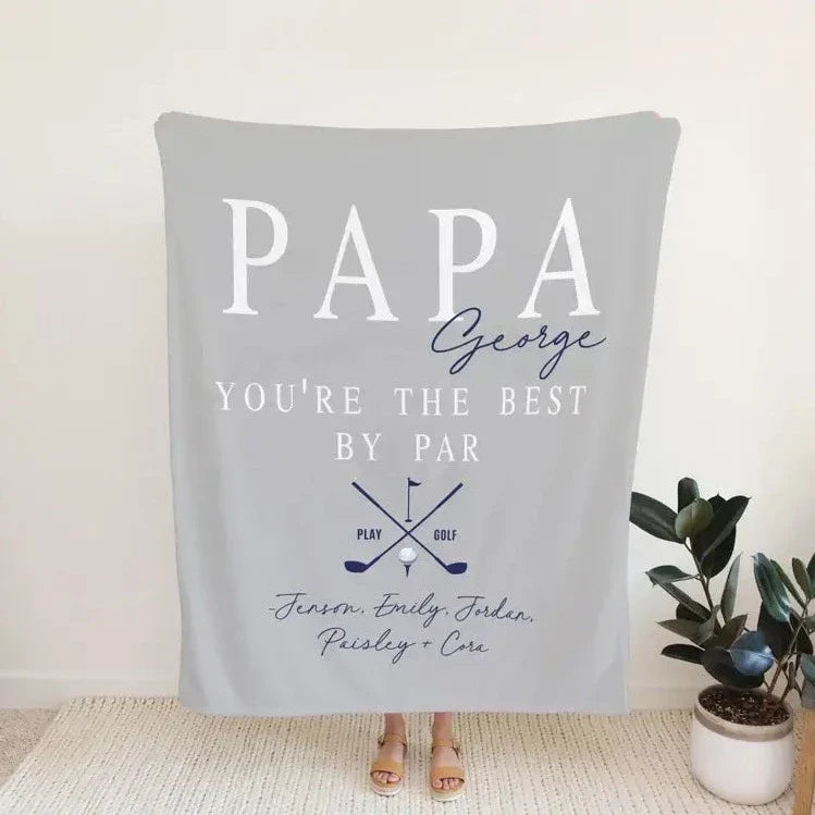 Personalized  Fathers Day Blanket Golf