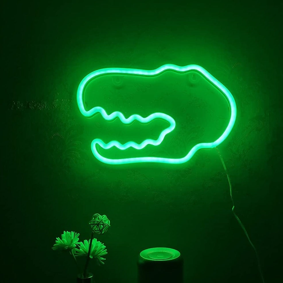 kid's room dinosaur head neon sign