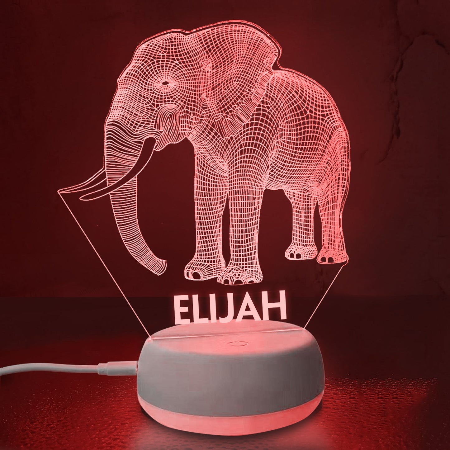 Personalized 3D Stand Elephant Night Lights with Name 7/16 Colors Changing Led Lamp