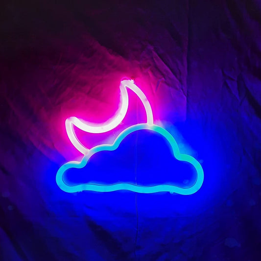 kids room moon and cloud neon sign