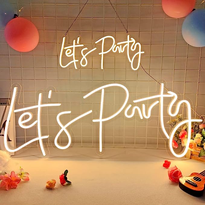 Get the Party Started with Large Let's Party Neon Sign - Perfect for Parties and Holidays