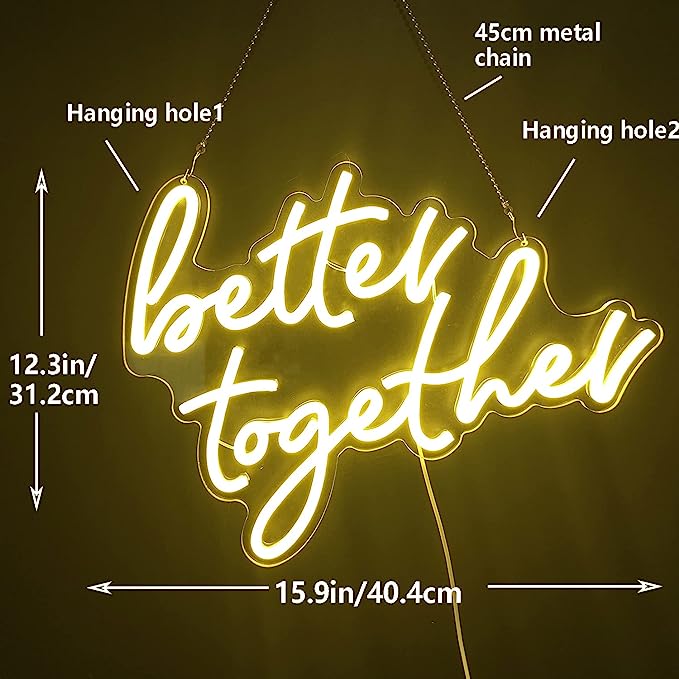 Bridal Shower. Engagement Party. Add Spark to Your Celebration with Better Together Neon Sign - Perfect for Weddings, Bridal Showers, and Engagement Parties II