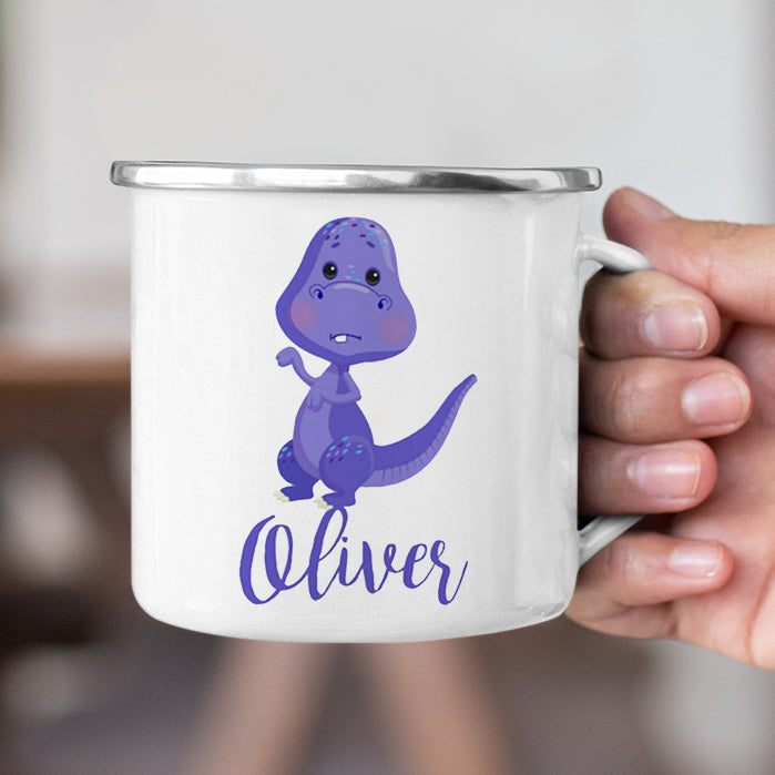 Personalized Multi Colors Rim Enamel Dinosaur Kids Mug | 22112807