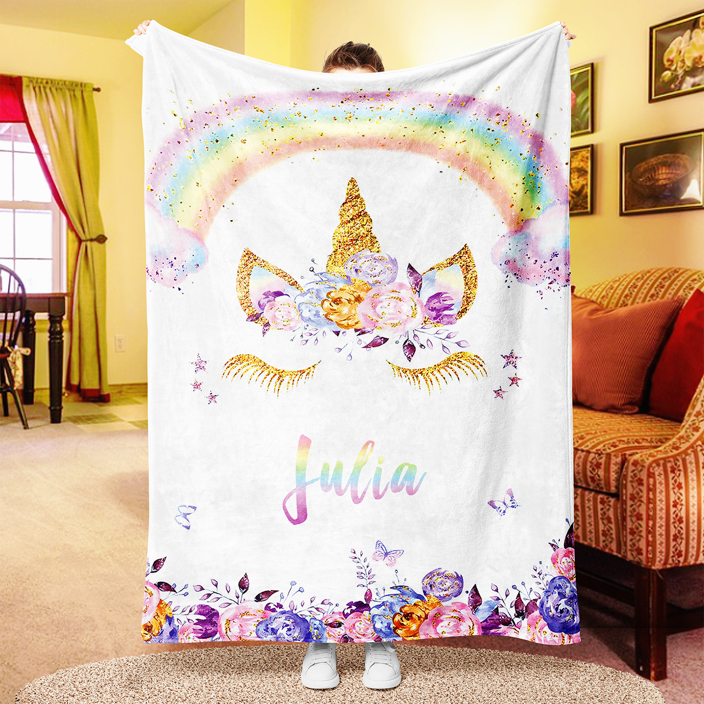 Personalized Magical Unicorn Fleece Blanket 08