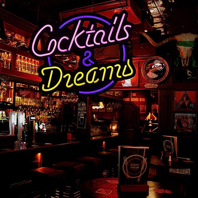 Cocktails and Dreams Sign for Your Bar: A Must-Have Addition to Elevate Your Drink Menu