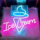 Stylish Ice Cream Neon Sign to Promote Business Store Cafe Drink Shop Office Bedroom Restaurant Door