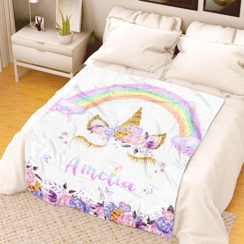 Personalized Magical Unicorn Fleece Blanket 08