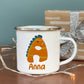 Personalized Dinosaur Alphabet Initial Kids Enamel Camping Mugs