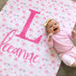 Personalized Fleece Swaddle Bedding Blanket With Pink Flower