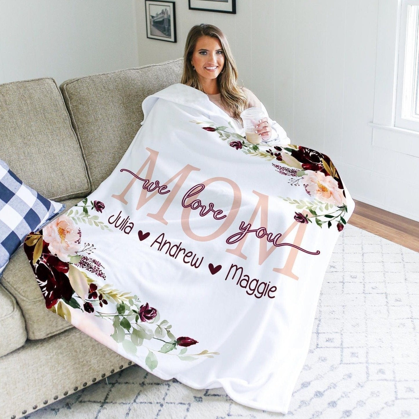 Personalized  Flora Mom/Nana/Auntie We Love You Blanket｜11042224