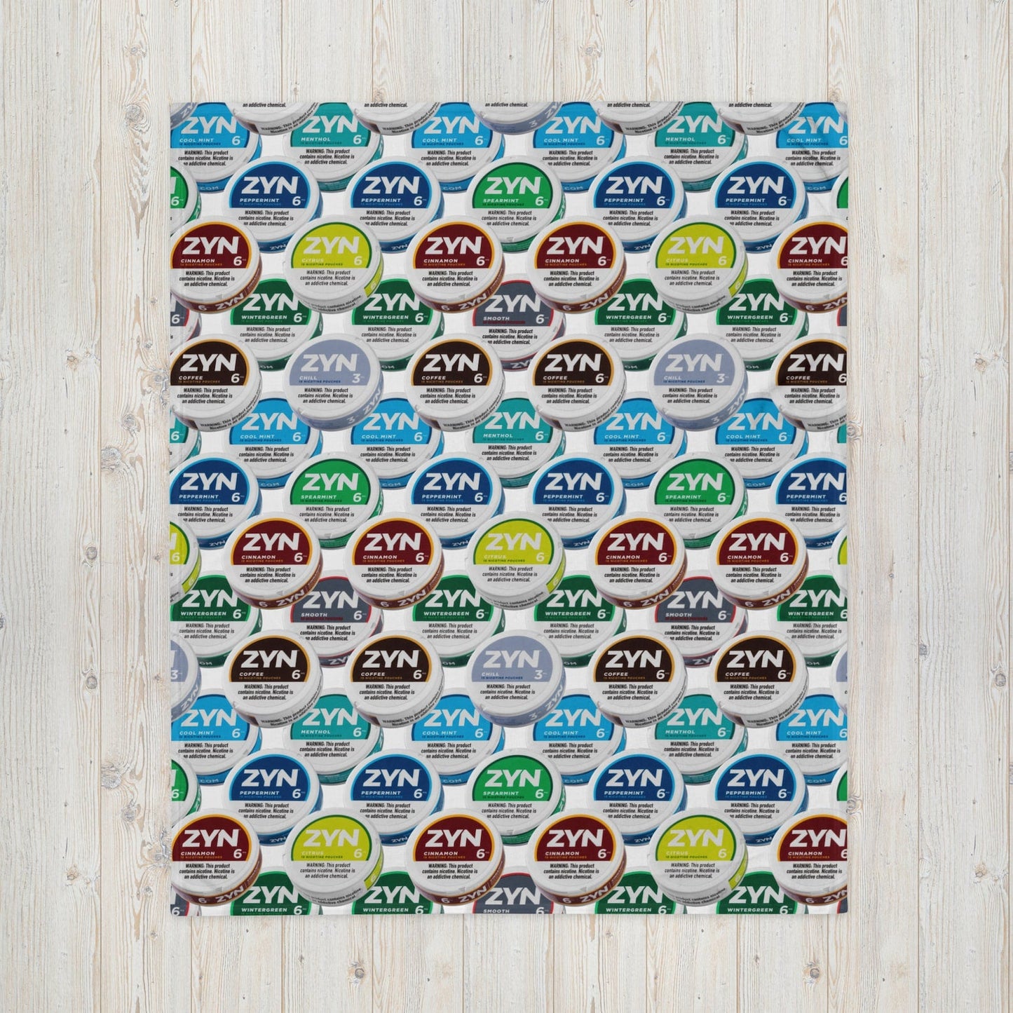 Zyn All Flavor Themed Throw Blanket