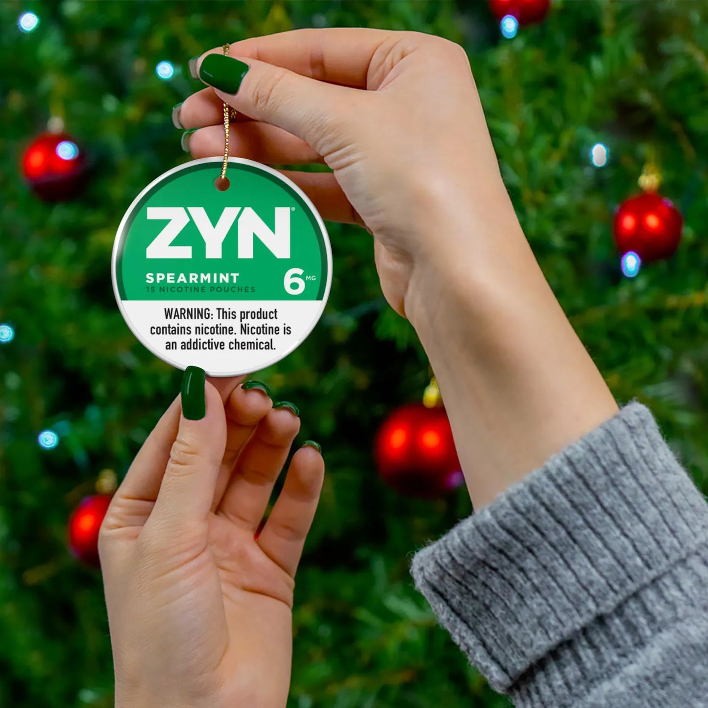 Zyn Christmas Tree Ornament Unique Holiday Decor Gift