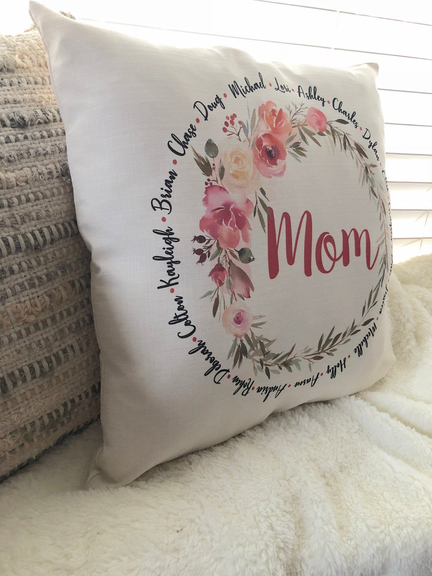 Personalized Name Pillow Flower Around