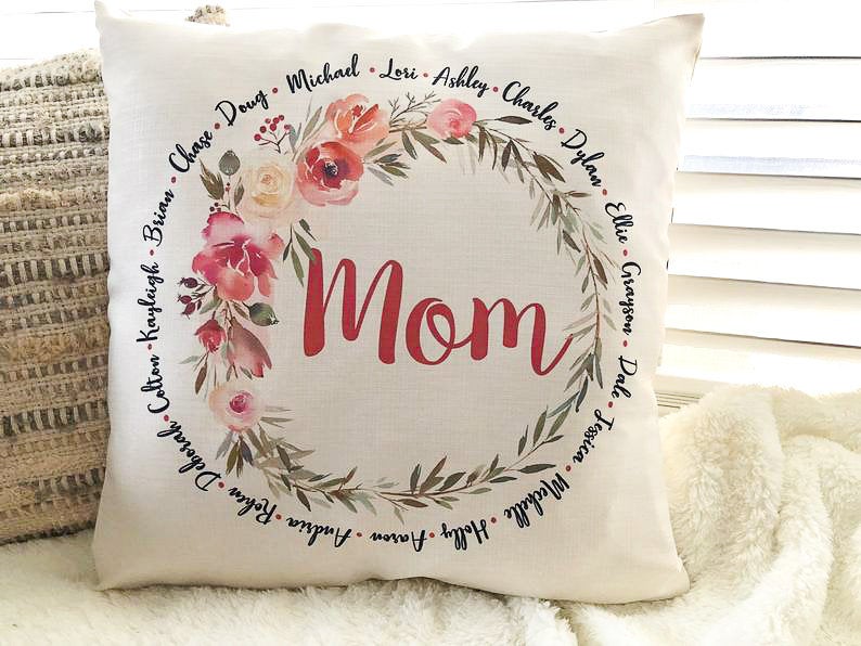 Personalized Name Pillow Flower Around