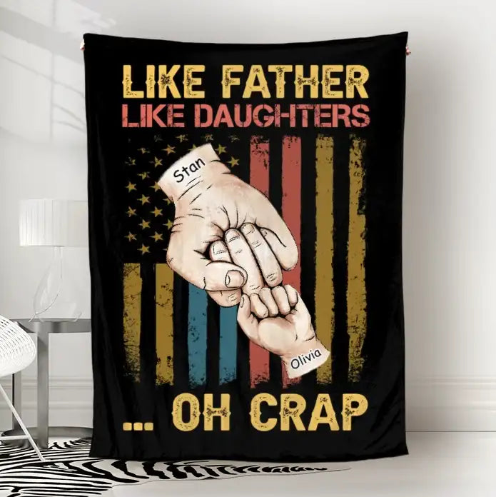 Personalized  Fathers Day Blanket Like Father Like Daughter