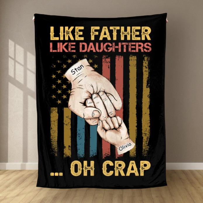 Personalized  Fathers Day Blanket Like Father Like Daughter