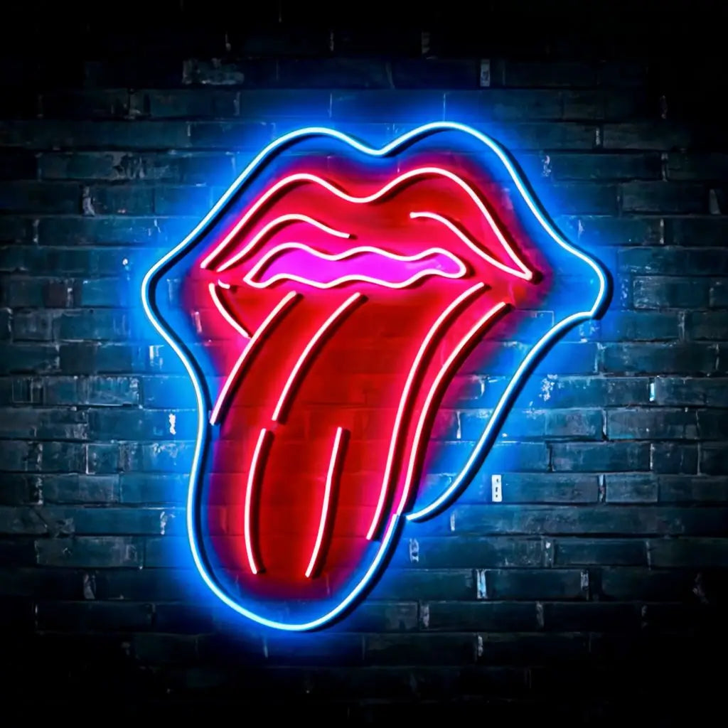 neon rolling stones tongue