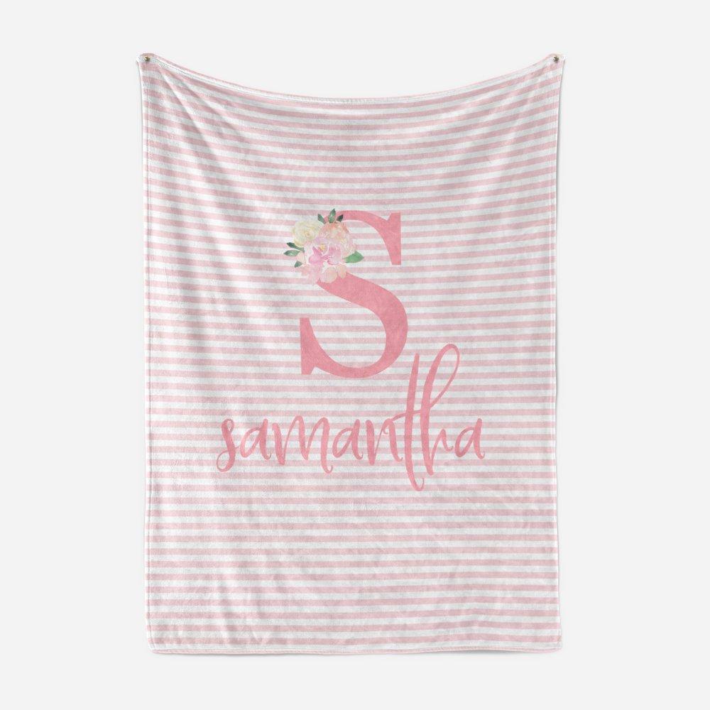 Personalized Fleece Swaddle Bedding Blanket With Initial