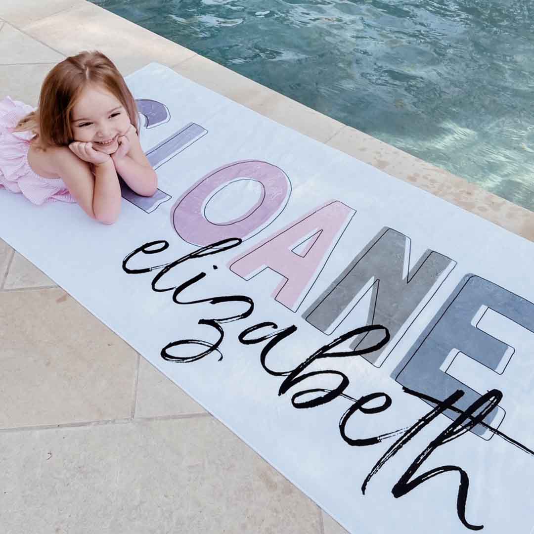 Dusty Hues Color Block Personalized Kids Beach Towel