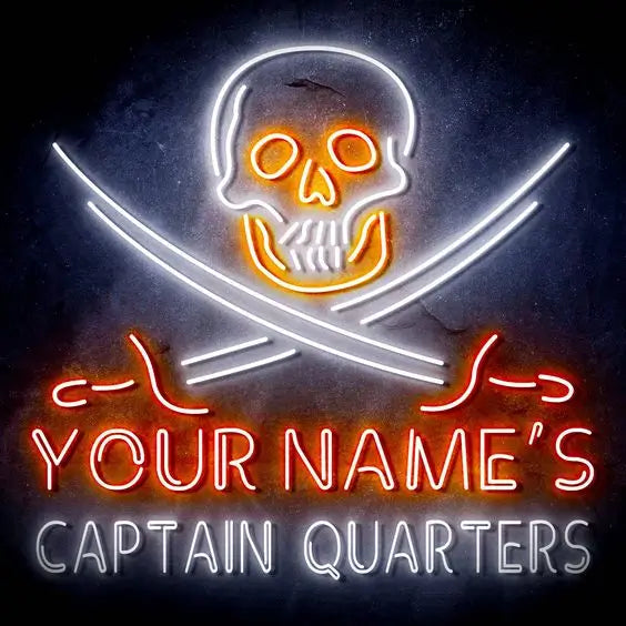 surrender the booty skull Pirate Cranial BAR PUB Neon