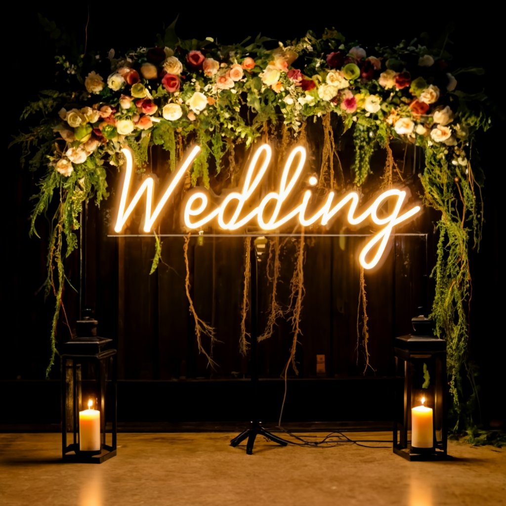 Premium Wedding Backdrop with Neon Sign - Create a Captivating Ambience for Your Special Day