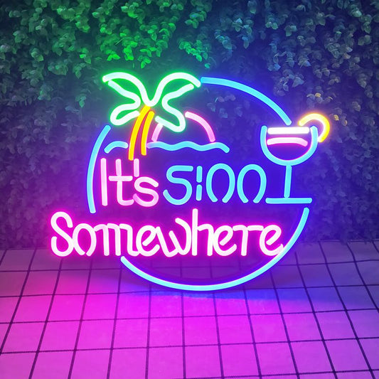Authentic Bar Neon Sign: It's 500 Somewhere - Perfect for Bars and Man Caves