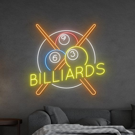 Professional 15 Ball Billiards Pool Neon Sign for Your Pub