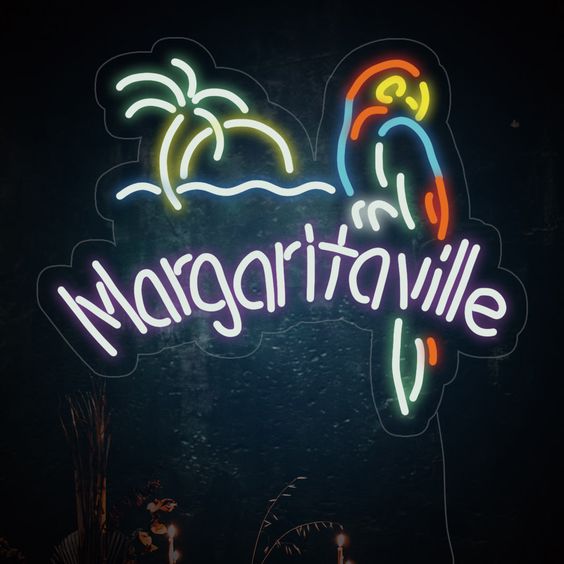 Authentic Jimmy Buffett Margaritaville Paradise Parrot Neon Sign for Pub Enthusiasts
