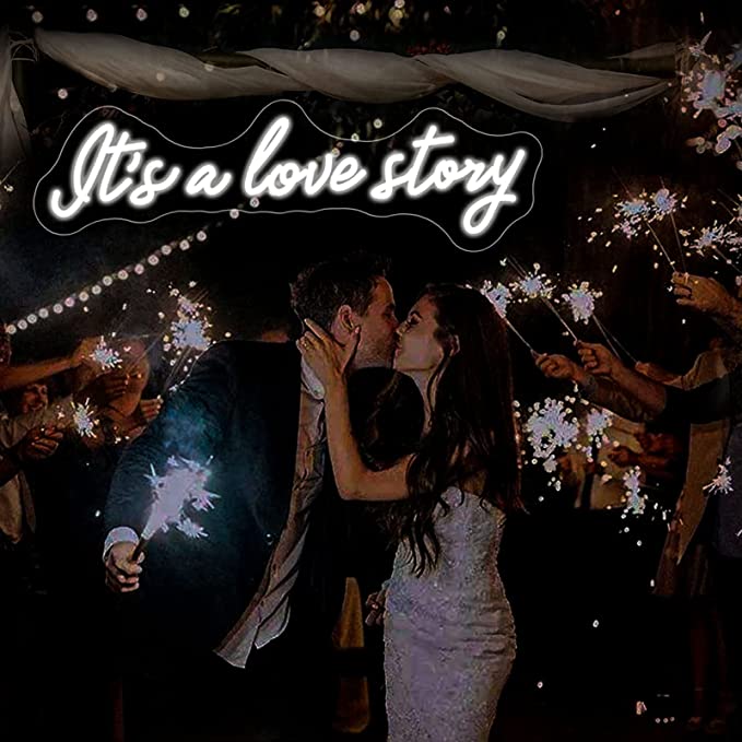 It's A Love Story Neon Wedding Signs - Neon Signs Shop